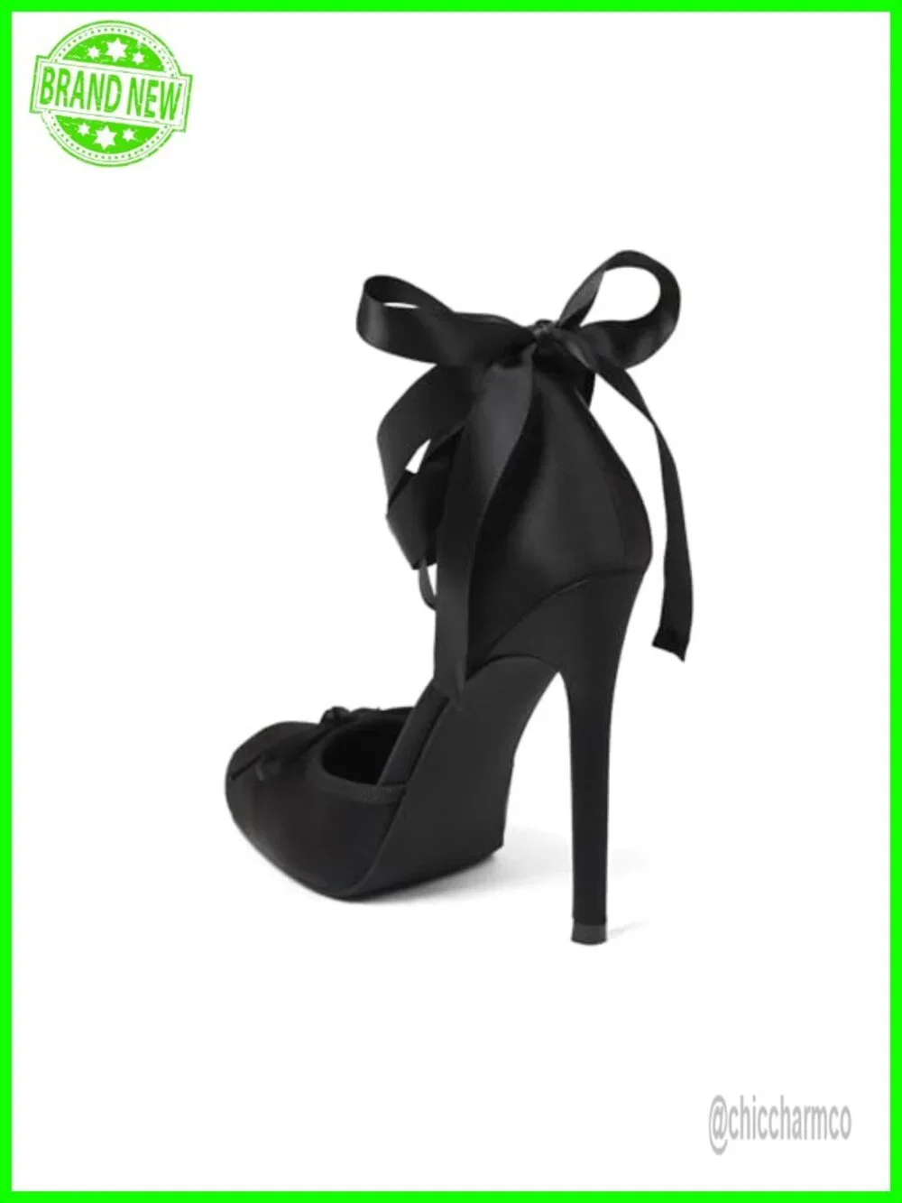 Satin Ballet Heels Closed Toe Stiletto Lace Up Pump